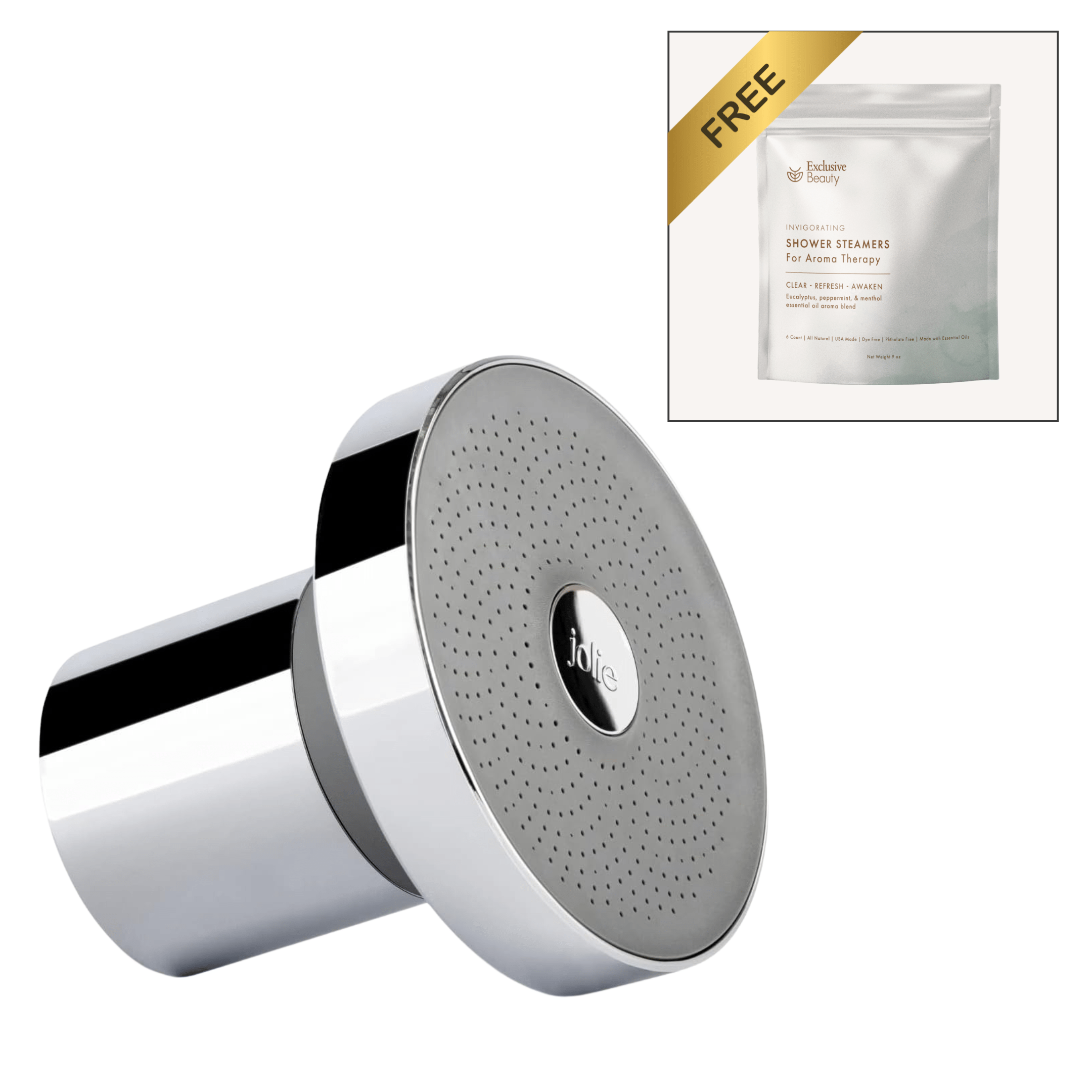 Jolie Filtered Showerhead + FREE 6-Pack Shower Steamers