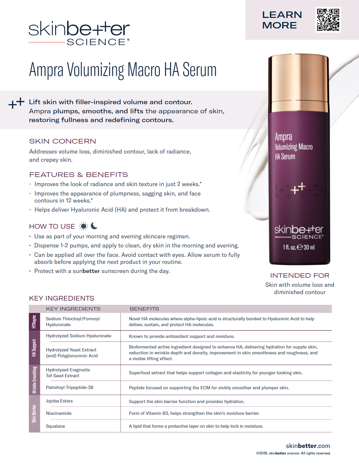 Skinbetter® Better Ampra Volumizing Macro HA Serum - 1 fl. oz. / 30ml