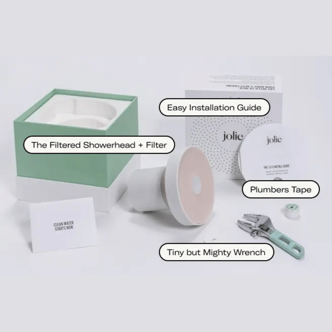 Jolie Filtered Showerhead + FREE 6-Pack Shower Steamers