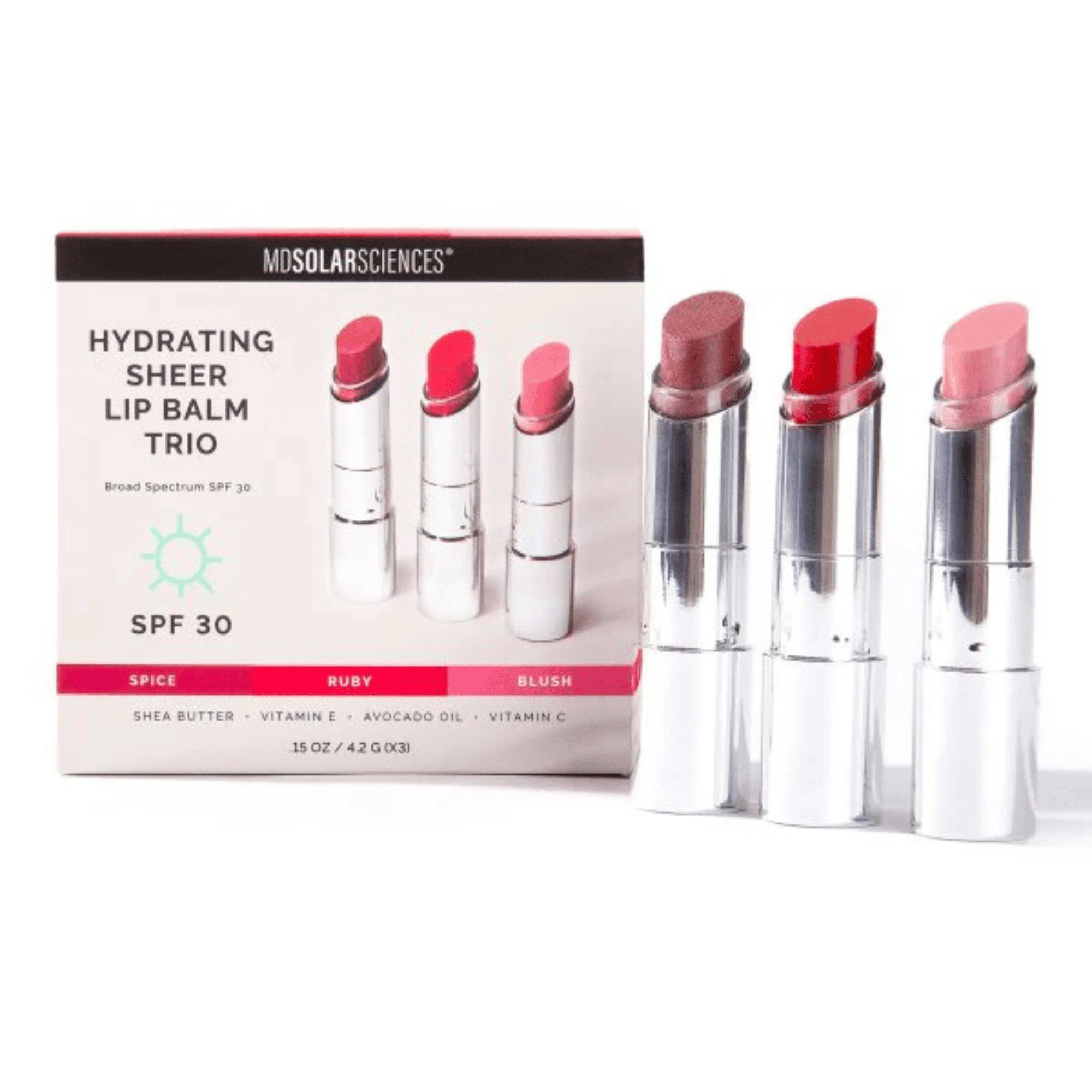 MDSolarSciences Hydrating Sheer Lip Balm SPF 30 Trio (The Vivids)