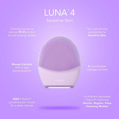 FOREO LUNA 4 Facial Cleansing & Firming Massage Device for Sensitive Skin