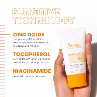Avene Mineral Sunscreen Multi-Defense Fluid Tinted SPF 50+
