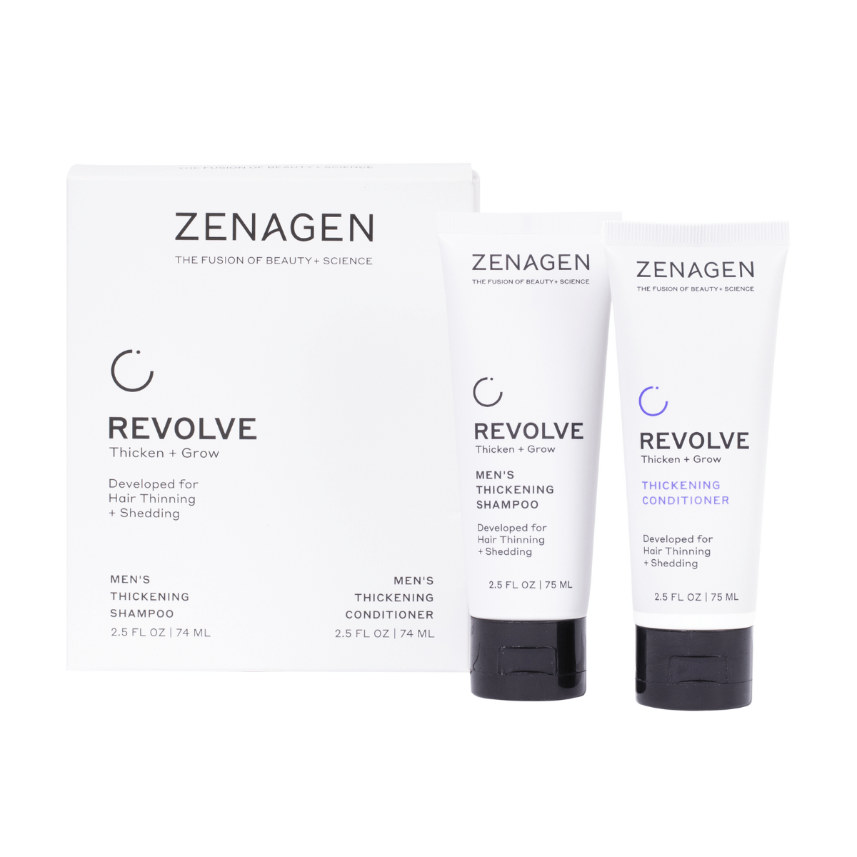 Zenagen Revolve Men's Thickening Shampoo and Conditioner Travel Kit