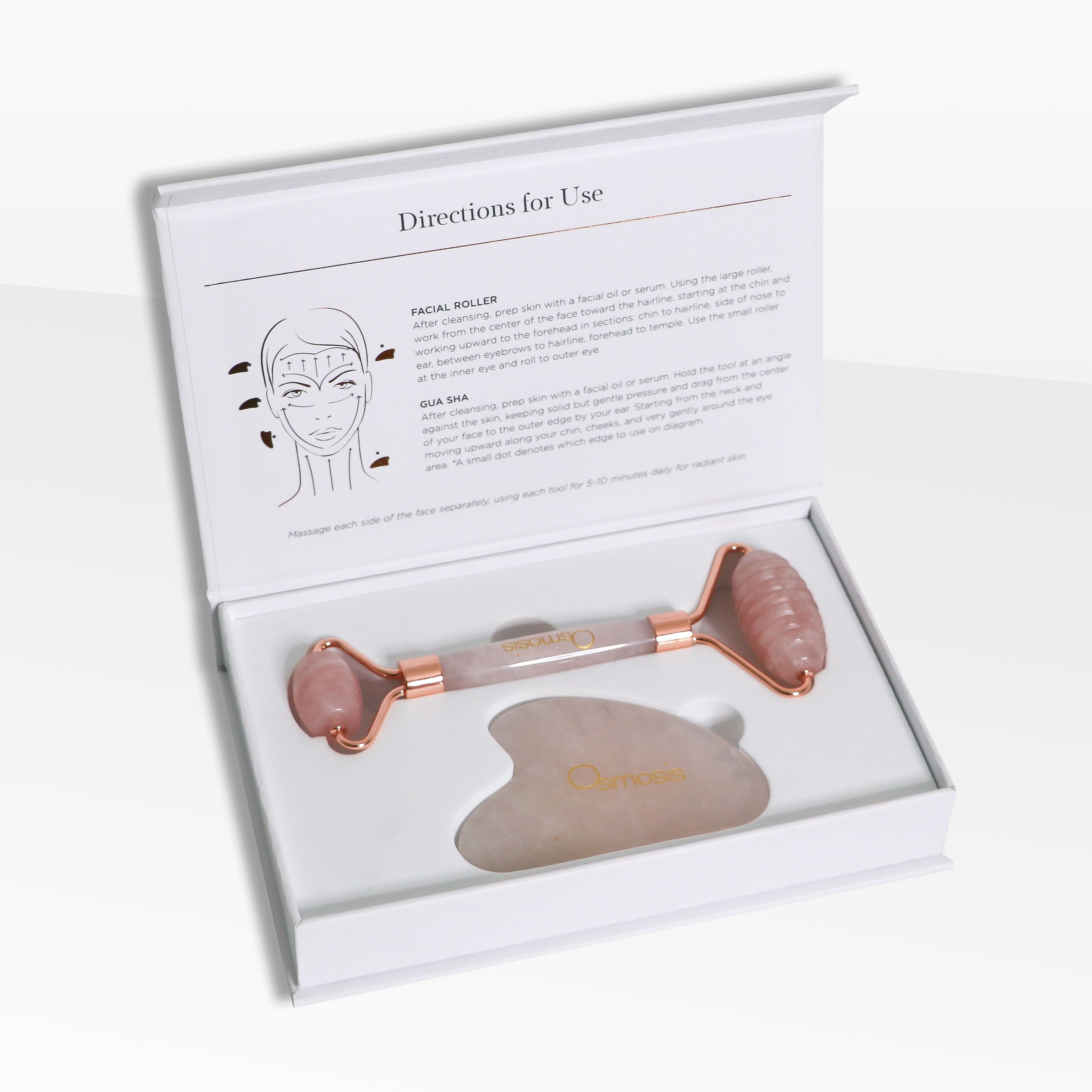 Osmosis  Rose Quartz Facial Roller & Gua Sha Set
