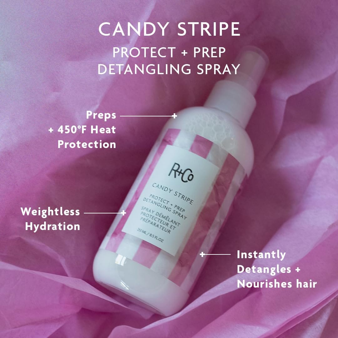 R+Co Candy Stripe Protect + Prep Detangling Spray