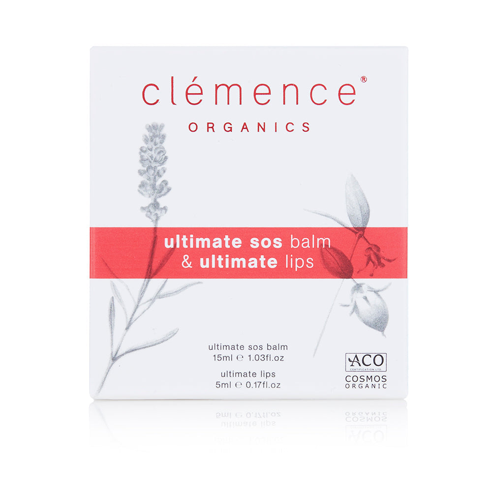 Clemence Organics Ultimate SOS Balm & Ultimate Lips Gift Box 20ml