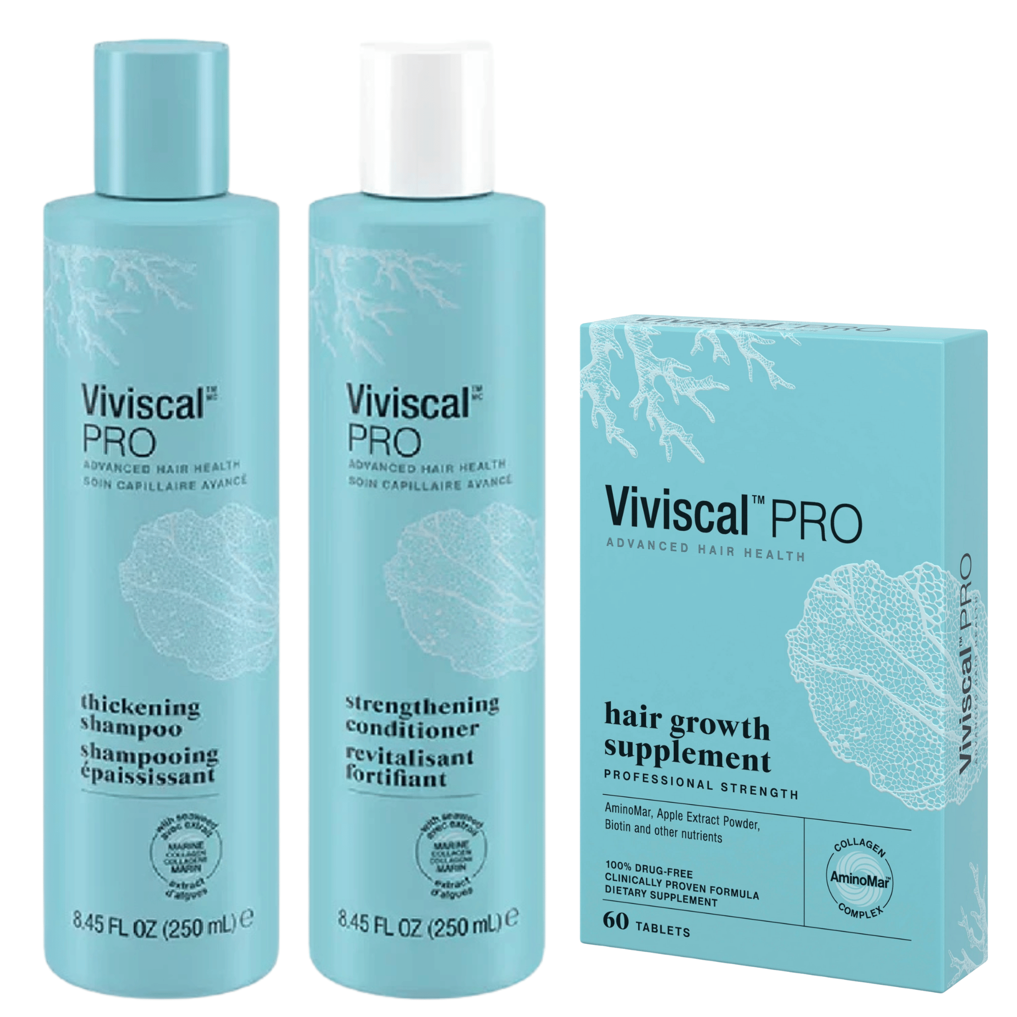 Viviscal PRO Trio - Shampoo, Conditioner & 60 Tablet Supplement ($110 Value)